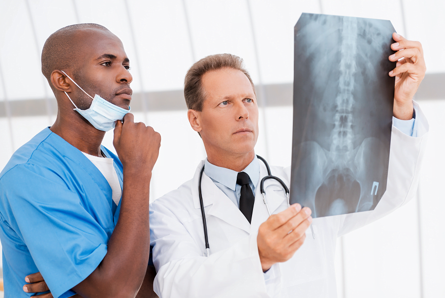 Doctors checking x-ray image